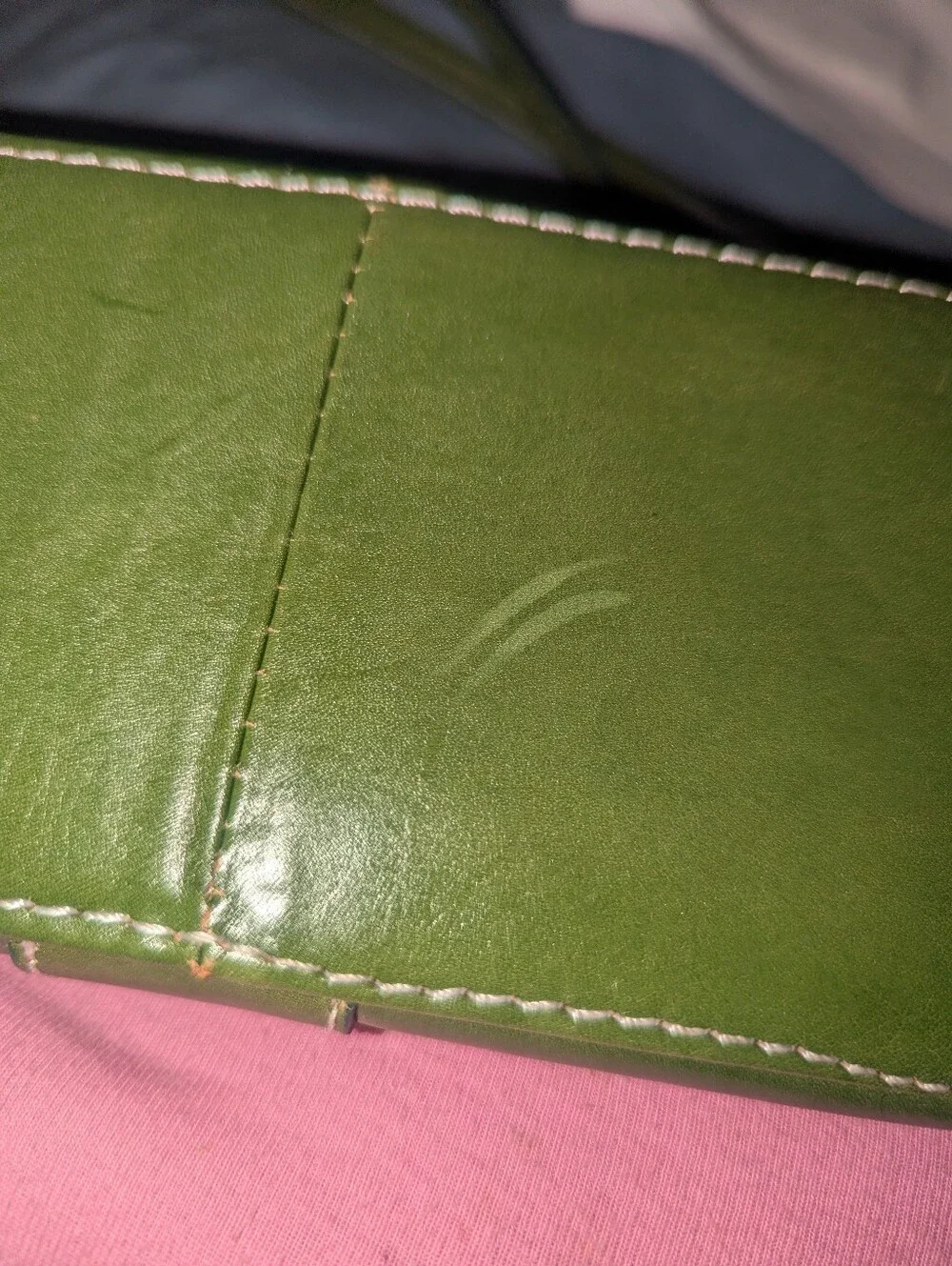 Vera Pelle Green Leather Shoulder Bag.Made In Italy